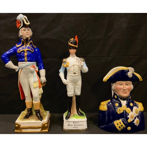 77 - A continental porcelain military figure, Dumouriez 1739 - 1823, hand painted, 26cm, impressed biogra... 