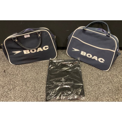 233 - Aviation interest - a vintage BOAC attendants flight bag; another;  a Vivienne Westwood black woolle... 