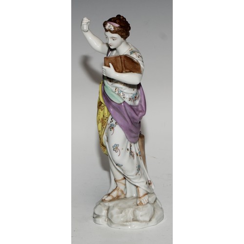 761 - A German porcelain figure, probably Meissen, of a saint, possibly Saint Dominic, modelled wearing th... 