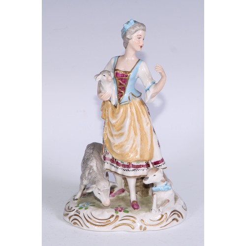 738 - A Neapolitan porcelain figural group, Gossip, 15cm high, printed marks; other Continental figures, v... 