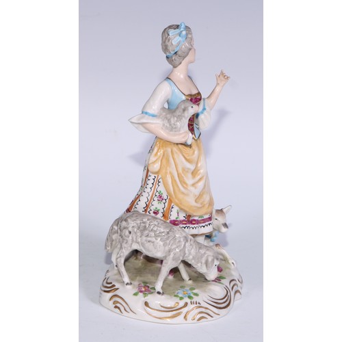 738 - A Neapolitan porcelain figural group, Gossip, 15cm high, printed marks; other Continental figures, v... 