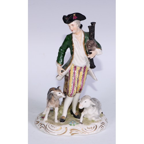 738 - A Neapolitan porcelain figural group, Gossip, 15cm high, printed marks; other Continental figures, v... 