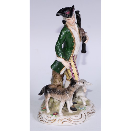 738 - A Neapolitan porcelain figural group, Gossip, 15cm high, printed marks; other Continental figures, v... 