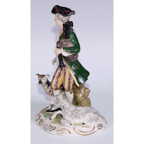 738 - A Neapolitan porcelain figural group, Gossip, 15cm high, printed marks; other Continental figures, v... 