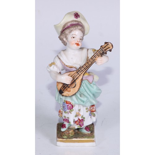 738 - A Neapolitan porcelain figural group, Gossip, 15cm high, printed marks; other Continental figures, v... 