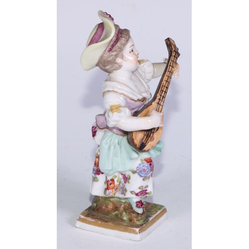 738 - A Neapolitan porcelain figural group, Gossip, 15cm high, printed marks; other Continental figures, v... 