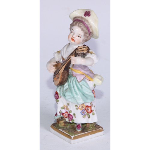 738 - A Neapolitan porcelain figural group, Gossip, 15cm high, printed marks; other Continental figures, v... 