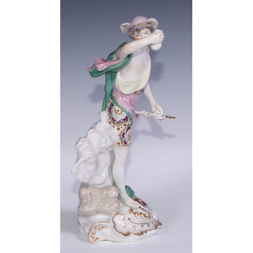 704 - A large Derby patch mark figure, Mercury, no.302, 30.5cm high, c.1765