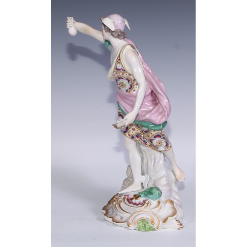 704 - A large Derby patch mark figure, Mercury, no.302, 30.5cm high, c.1765