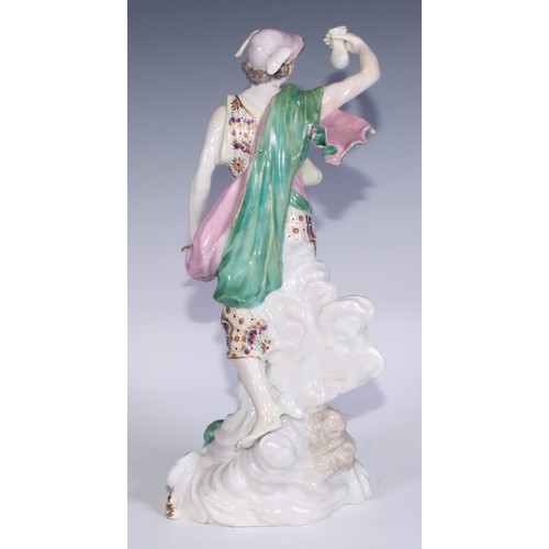 704 - A large Derby patch mark figure, Mercury, no.302, 30.5cm high, c.1765