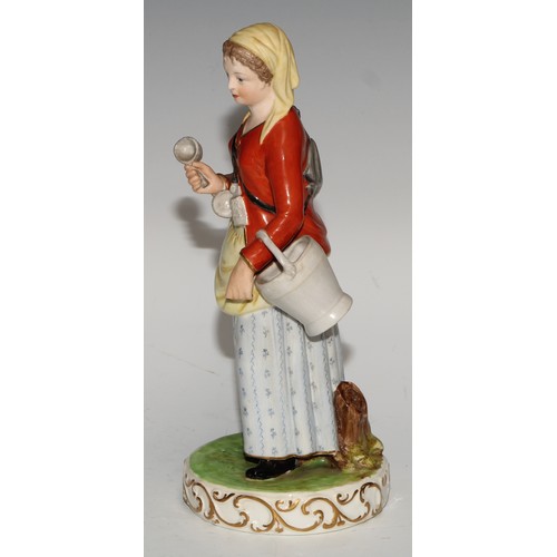 706 - A matched pair of Derby figures, a lady and gentleman in 18th century dress, 16cm high; a pair of Sa... 