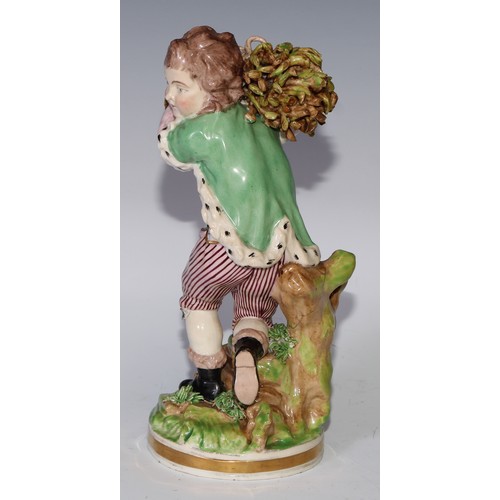 710 - A pair of Derby figures, allegorical of summer and autumn, she stands 25cm high, pseudo-Meissen mark... 