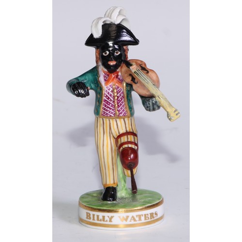 776 - A pair of Sampson Hancock Derby figures, African Sall and Billy Waters, titled circular bases, he st... 