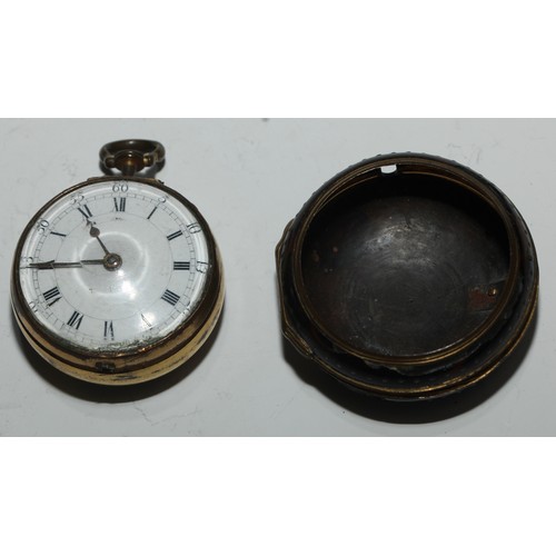 54 - An early George III tortoiseshell and gilt metal pair cased pocket watch, by William Ordson, London,... 