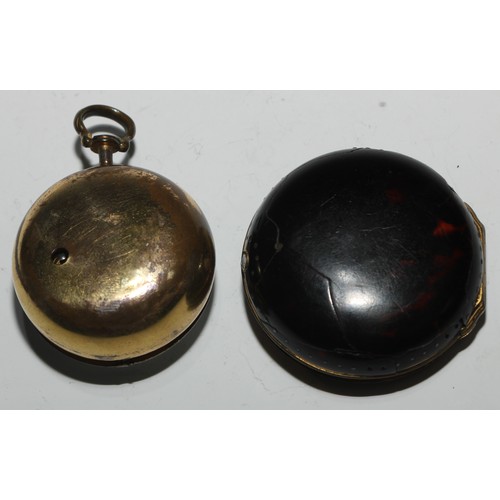 54 - An early George III tortoiseshell and gilt metal pair cased pocket watch, by William Ordson, London,... 