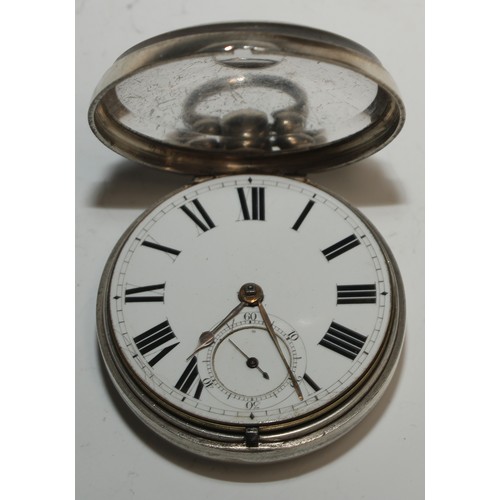 78 - A Victorian silver pair cased pocket watch, by J Slack, Ipstones [Staffordshire], 4cm enamel dial in... 