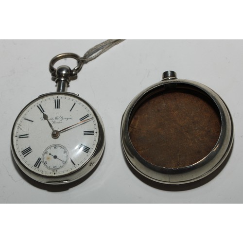 47 - A Victorian silver pair-cased pocket watch, the Scottish fusee movement by Donald McGregor, Buckie, ... 