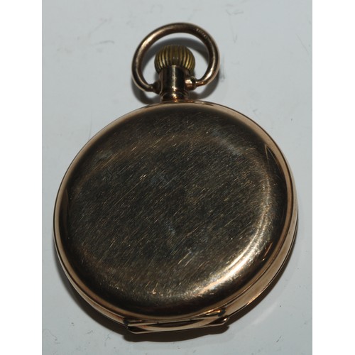 40 - A George V 9ct gold hunter pocket watch, 4.5cm enamel dial inscribed Waltham USA, Arabic numerals, s... 