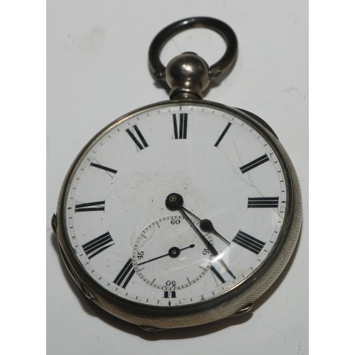 32 - A 19th century Swiss open faced pocket watch, retailed by Fattorini & Sons, Bradford, 7cm over loop,... 