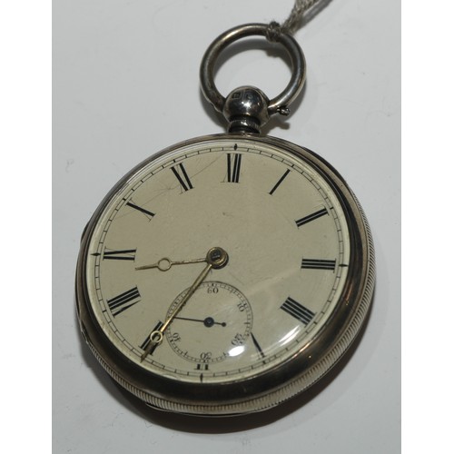 77 - A Victorian silver open faced pocket watch, 4.5cm enamel dial inscribed Alfred Russell & Co [Liverpo... 