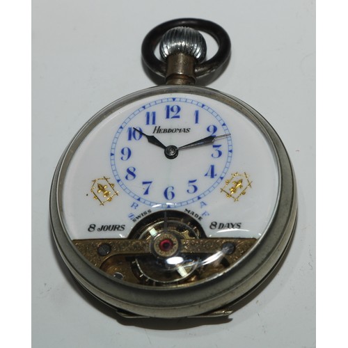 49 - A World War I military open faced pocket watch, 4.5cm dial with luminous Arabic numerals, keyless mo... 