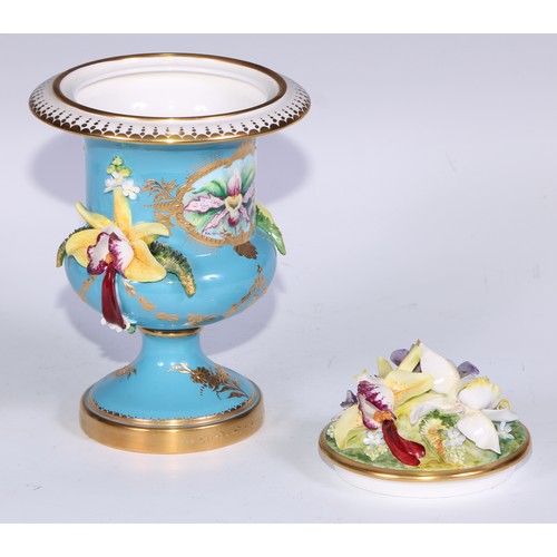 583 - A pair of Lynton Porcelain Company pedestal campana vases, painted by Stefan Nowacki, signed, with b... 