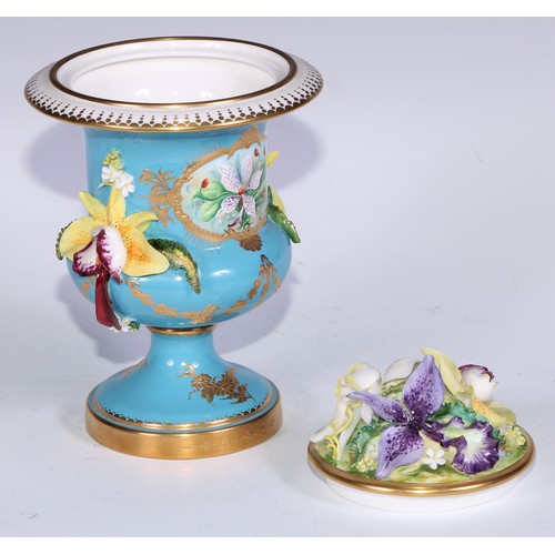 583 - A pair of Lynton Porcelain Company pedestal campana vases, painted by Stefan Nowacki, signed, with b... 