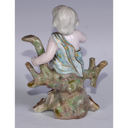 788 - A Sampson Hancock Derby figure, allegorical of summer, modelled as a young girl gathering flowers, 1... 