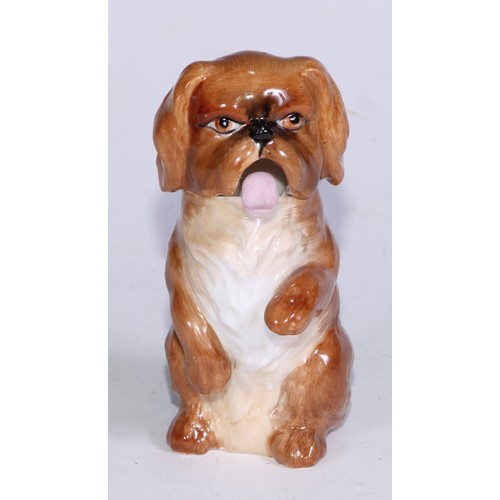 644 - A Royal Crown Derby novelty mustard, as a Pekingese dog, lift-off cover, the tongue a spoon, 8.5cm h... 