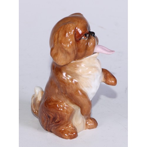 644 - A Royal Crown Derby novelty mustard, as a Pekingese dog, lift-off cover, the tongue a spoon, 8.5cm h... 