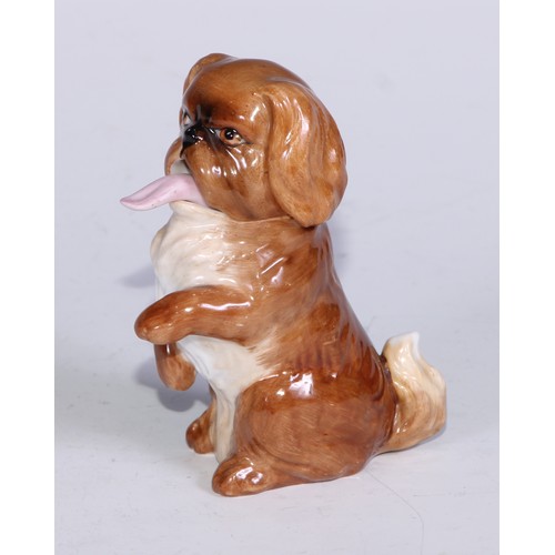 644 - A Royal Crown Derby novelty mustard, as a Pekingese dog, lift-off cover, the tongue a spoon, 8.5cm h... 