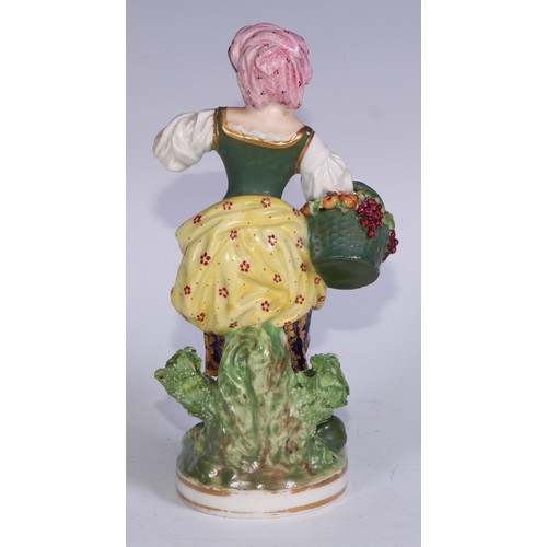 680 - A Derby figure, Summer, from the French Seasons, she stands, gathering flowers, no.123, 18cm high, r... 