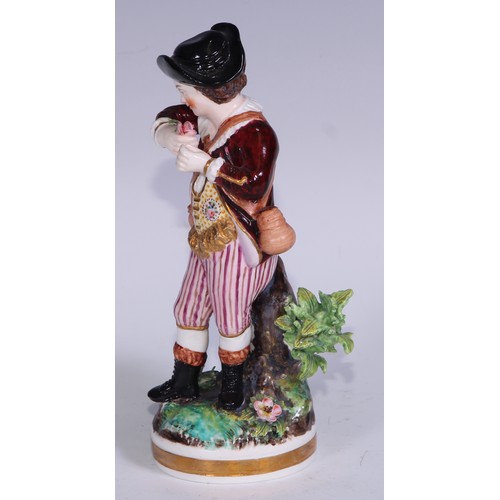 680 - A Derby figure, Summer, from the French Seasons, she stands, gathering flowers, no.123, 18cm high, r... 