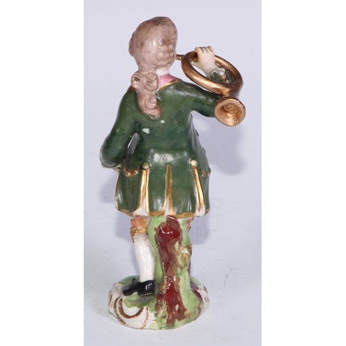 711 - A pair of Derby figures, Companion Gardeners, she with watering cans, he with a plant pot, the talle... 