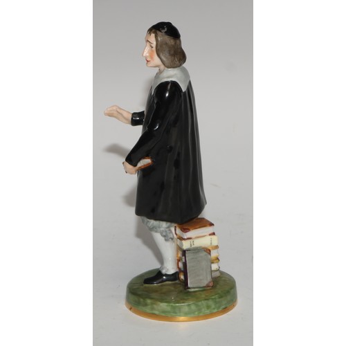 635 - A Royal Crown Derby figure, San Grada, modelled with his books, 17cm high, printed mark