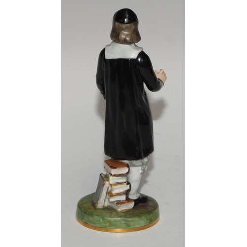 635 - A Royal Crown Derby figure, San Grada, modelled with his books, 17cm high, printed mark