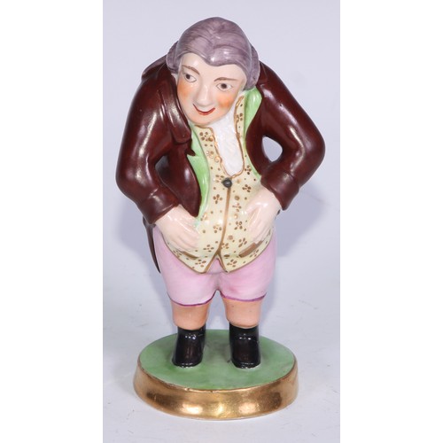 789 - A Sampson Hancock Derby figure, The Laughing Philosopher, 12.5cm high, puce mark, early 20th century... 