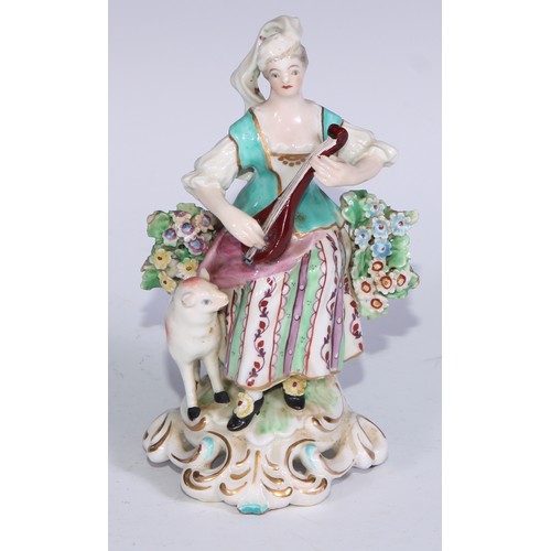 677 - A Derby figure, Fire, emblematic of the element, 16cm high, canted square base, pseudo-Meissen marks... 