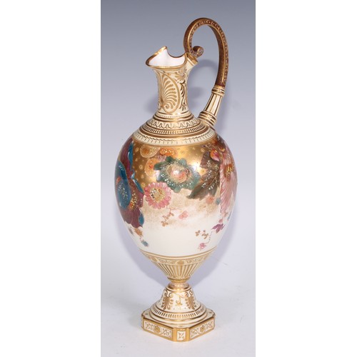 657 - A Royal Crown Derby two-handled ovoid vase and cover, printed in polychrome and gilt with flowers on... 