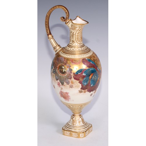 657 - A Royal Crown Derby two-handled ovoid vase and cover, printed in polychrome and gilt with flowers on... 