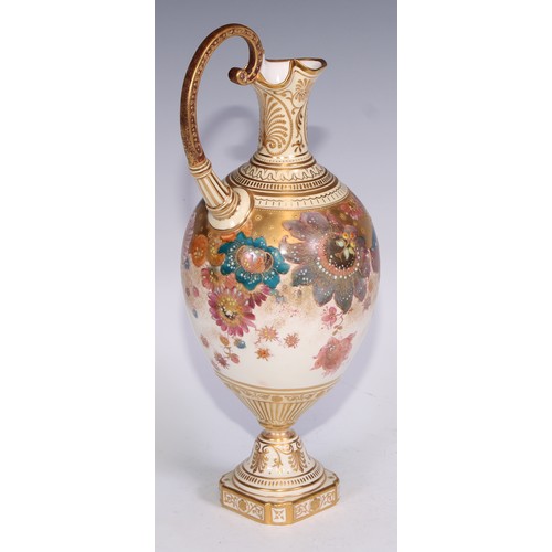 657 - A Royal Crown Derby two-handled ovoid vase and cover, printed in polychrome and gilt with flowers on... 