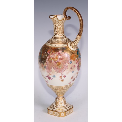 657 - A Royal Crown Derby two-handled ovoid vase and cover, printed in polychrome and gilt with flowers on... 