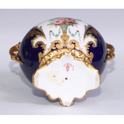 625 - ***LOT WITHDRAWN***A Royal Crown Derby  two handled pedestal  ovoid vase and cover, well painted by ... 