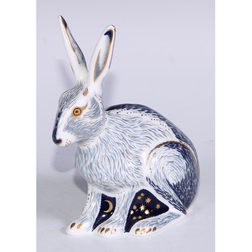 771 - A Royal Crown Derby paperweight, Starlight Hare, printed mark, gold stopper; others, Polar Bear; Bad... 