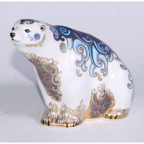 771 - A Royal Crown Derby paperweight, Starlight Hare, printed mark, gold stopper; others, Polar Bear; Bad... 