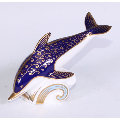 649 - A Royal Crown Derby paperweight, Guppy, limited edition 591/2,500, gold stopper; another, Pacific An... 