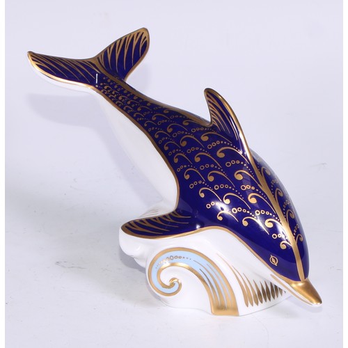 649 - A Royal Crown Derby paperweight, Guppy, limited edition 591/2,500, gold stopper; another, Pacific An... 