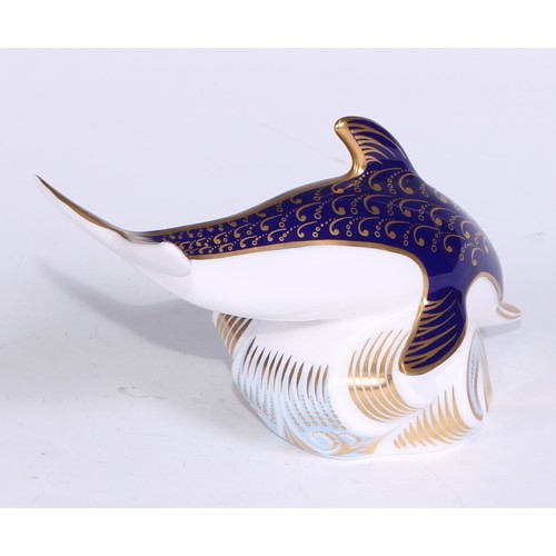 649 - A Royal Crown Derby paperweight, Guppy, limited edition 591/2,500, gold stopper; another, Pacific An... 