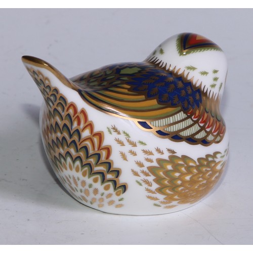 767 - A Royal Crown Derby paperweight, Collectors Guild Duckling, no stopper; others, Crested Tit, Teal Du... 