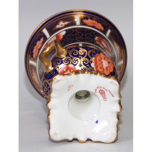 639 - A Royal Crown Derby Imari two-handled campana vase,  15cm high, printed mark